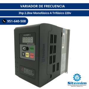 VARIADOR DE FRECUENCIA /  3hp 2.2kw Monofásico A Trifásico 220v